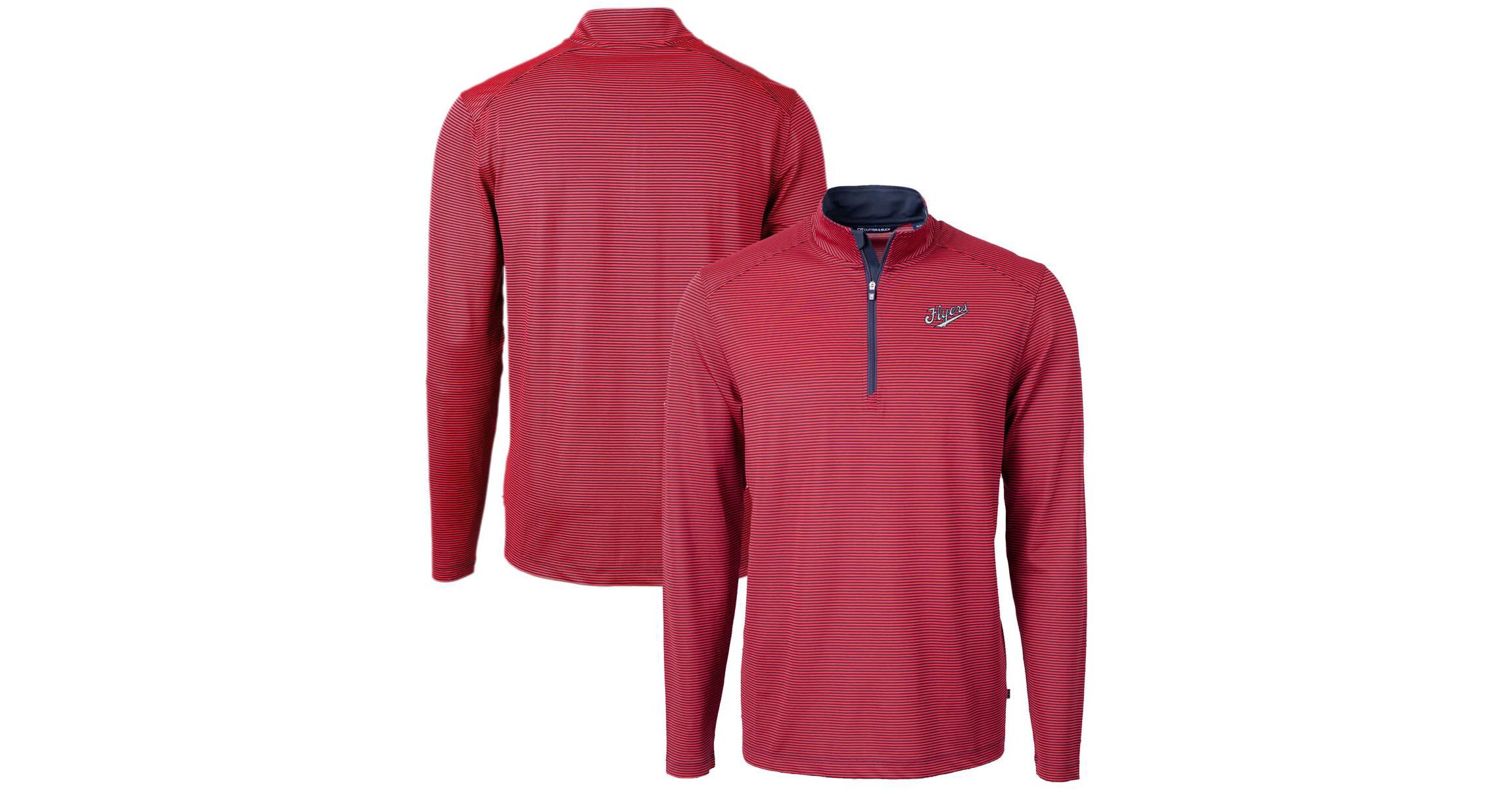 NCAA Dayton Flyers Vault DryTec Virtue Eco Pique Micro Stripe Recycled Quarter-Zip Pullover