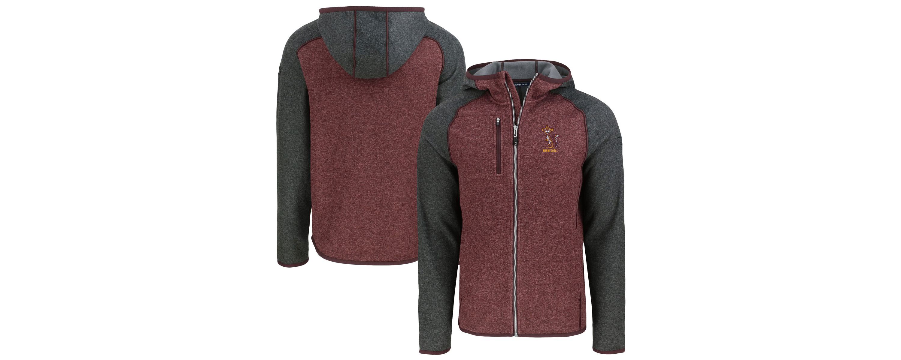 NCAA Heather Maroon/Heather Minnesota Golden Gophers Vault Mainsail Full-Zip Raglan Hooded Jacket