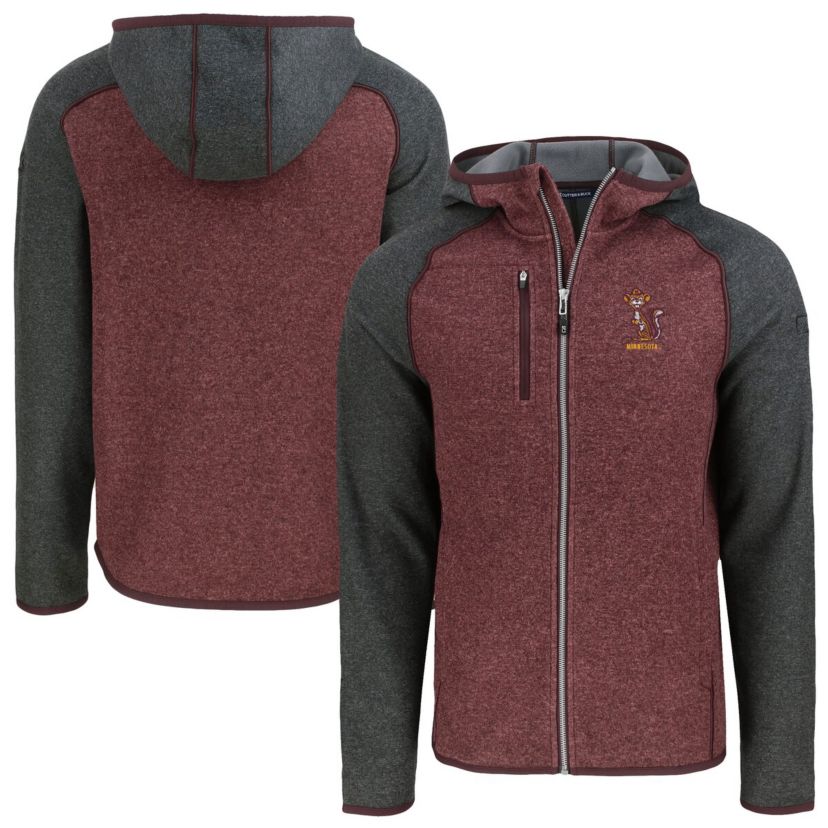 NCAA Heather Maroon/Heather Minnesota Golden Gophers Vault Mainsail Full-Zip Raglan Hooded Jacket