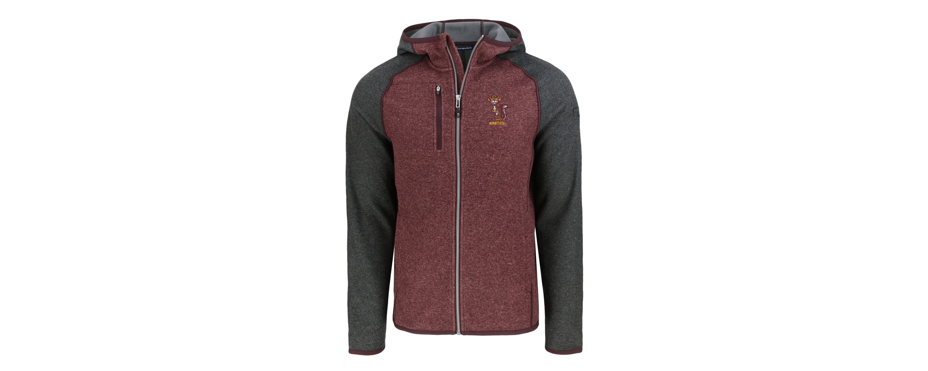 NCAA Heather Maroon/Heather Minnesota Golden Gophers Vault Mainsail Full-Zip Raglan Hooded Jacket