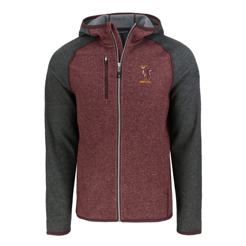 NCAA Heather Maroon/Heather Minnesota Golden Gophers Vault Mainsail Full-Zip Raglan Hooded Jacket