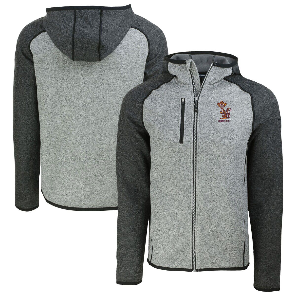 NCAA Heather Gray/Heather Minnesota Golden Gophers Vault Mainsail Full-Zip Raglan Hooded Jacket