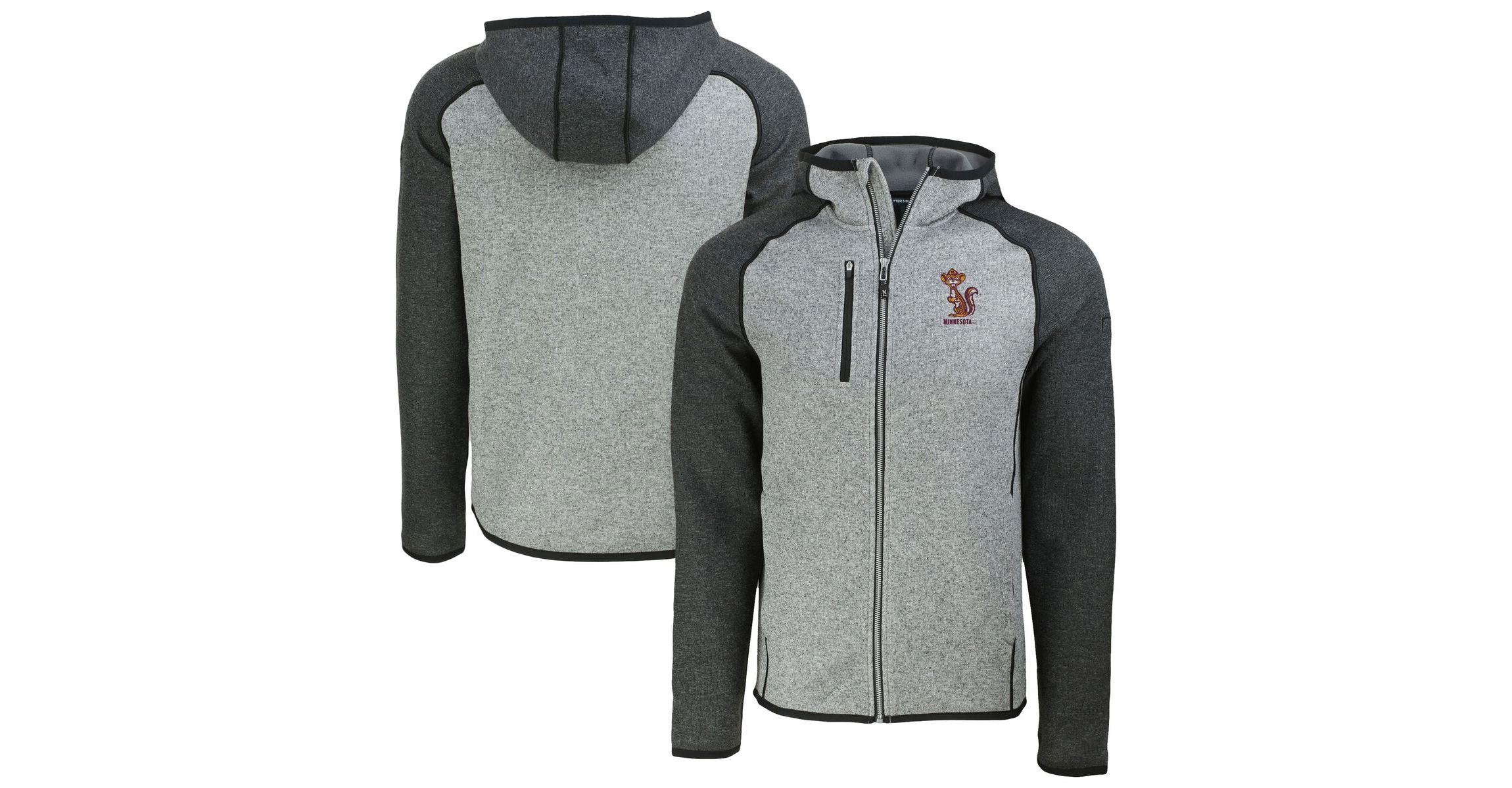 NCAA Heather Gray/Heather Minnesota Golden Gophers Vault Mainsail Full-Zip Raglan Hooded Jacket