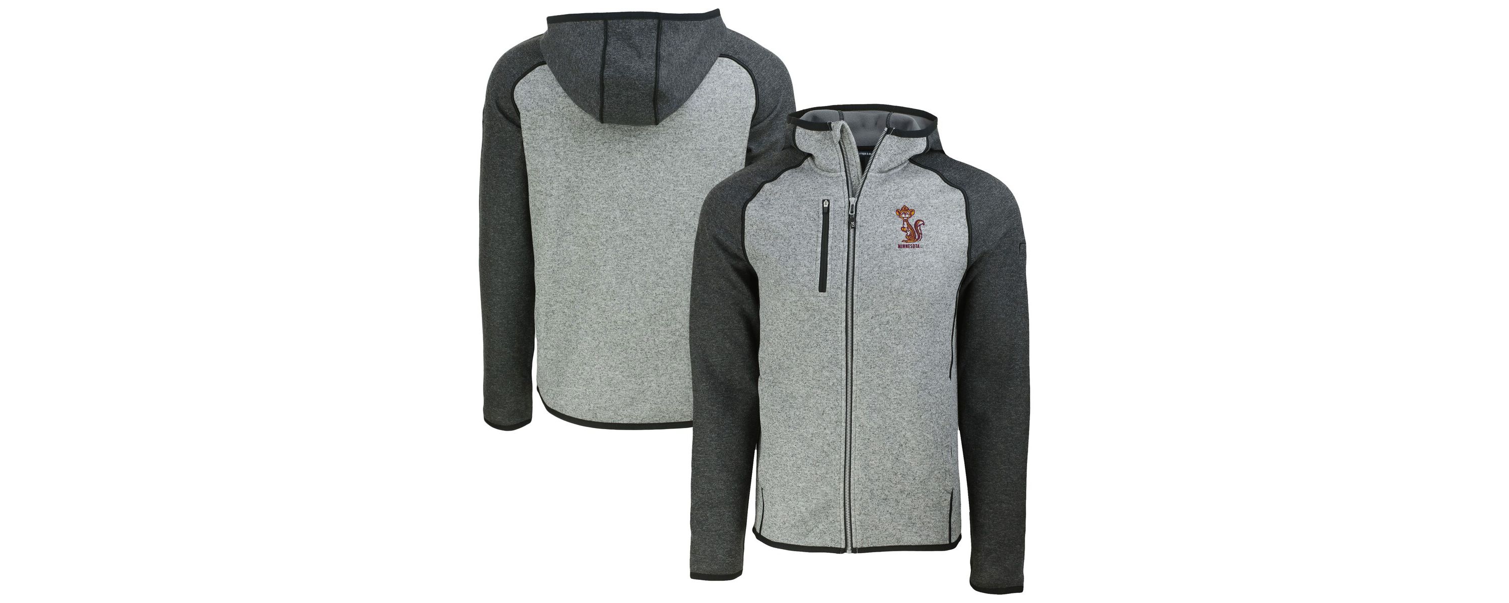 NCAA Heather Gray/Heather Minnesota Golden Gophers Vault Mainsail Full-Zip Raglan Hooded Jacket
