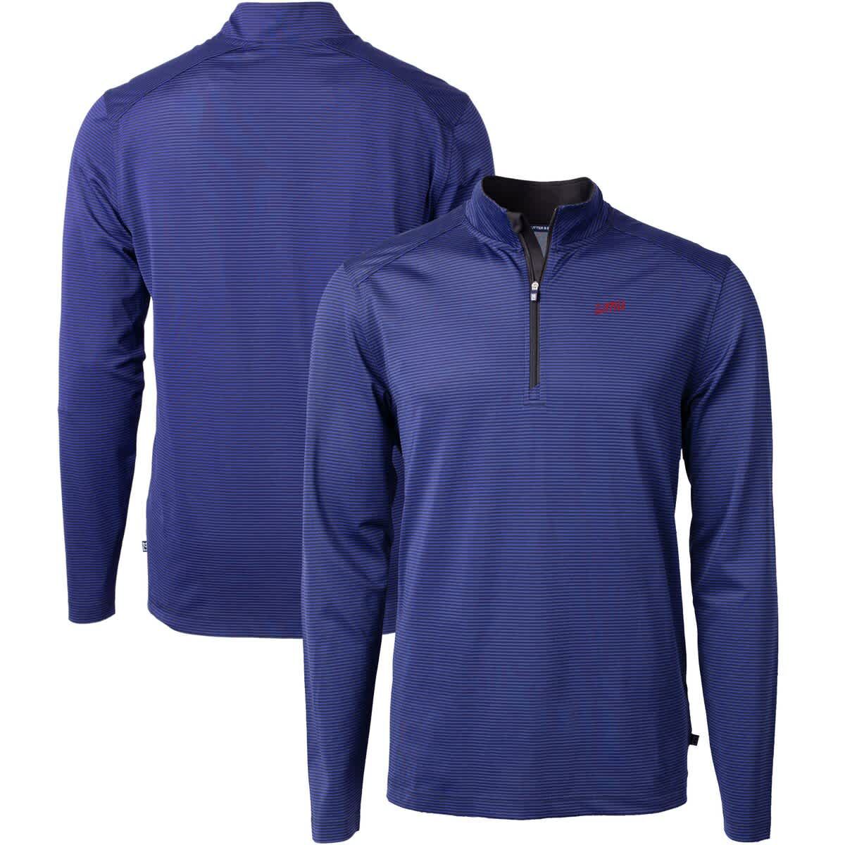NCAA SMU Mustangs Vault DryTec Virtue Eco Pique Micro Stripe Recycled Quarter-Zip Pullover