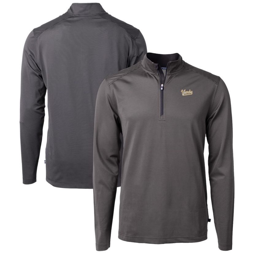 NCAA Vanderbilt Commodores Vault DryTec Virtue Eco Pique Micro Stripe Recycled Quarter-Zip Pullover