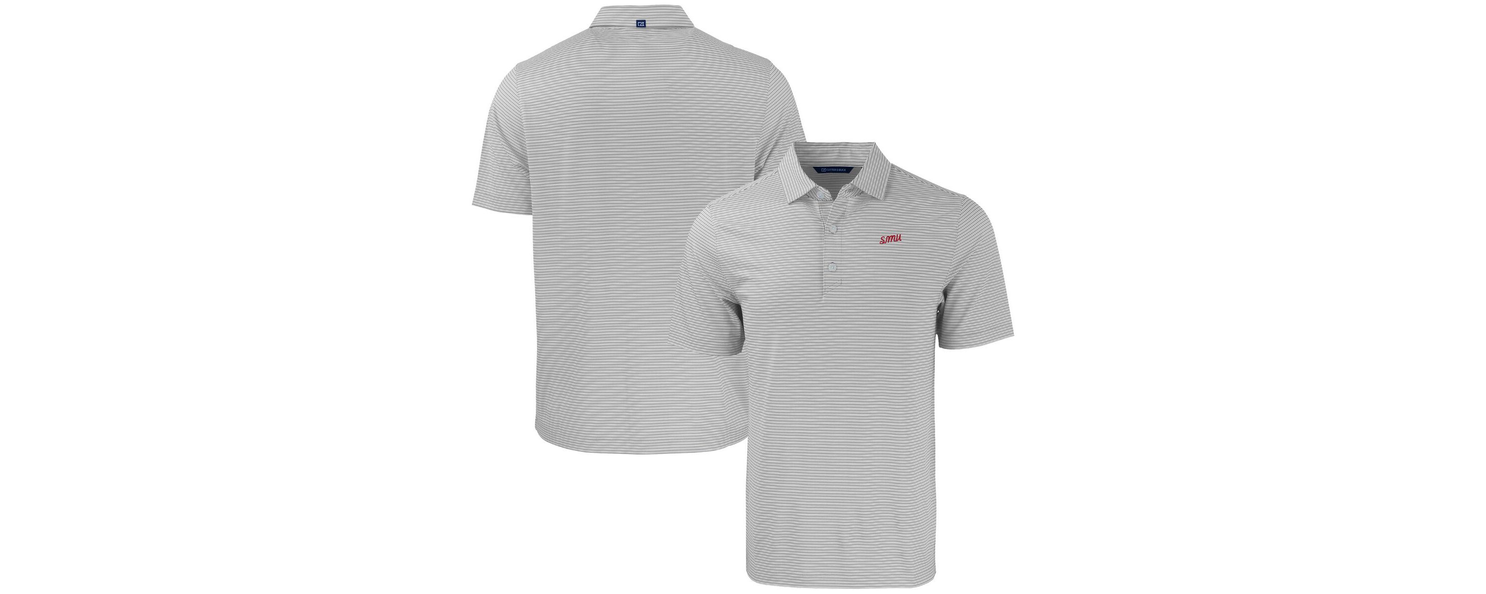 NCAA SMU Mustangs Forge Eco Double Stripe Stretch Recycled Tri-Blend Polo
