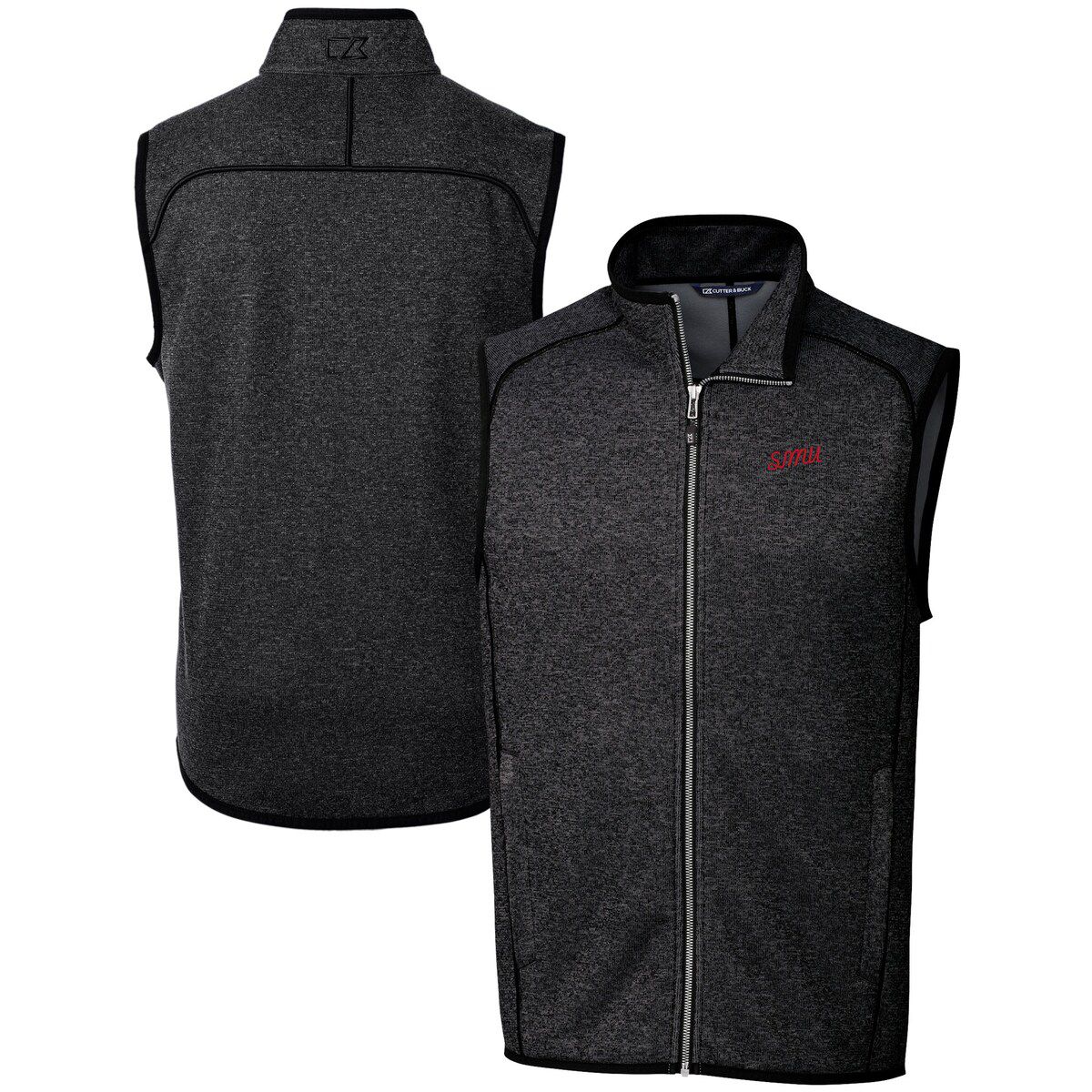 NCAA Heather SMU Mustangs Vault Mainsail Sweater Knit Fleece Full-Zip Vest