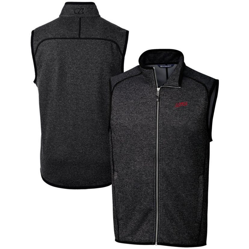 NCAA Heather SMU Mustangs Vault Mainsail Sweater Knit Fleece Full-Zip Vest