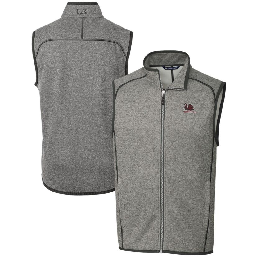 NCAA Heather South Carolina Gamecocks Vault Mainsail Sweater Knit Fleece Full-Zip Vest