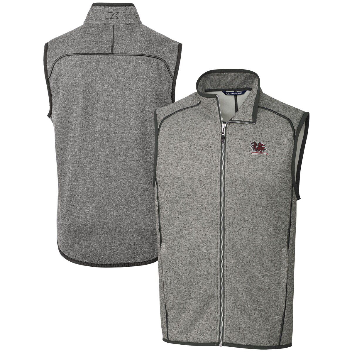 NCAA Heather South Carolina Gamecocks Vault Mainsail Sweater Knit Fleece Full-Zip Vest