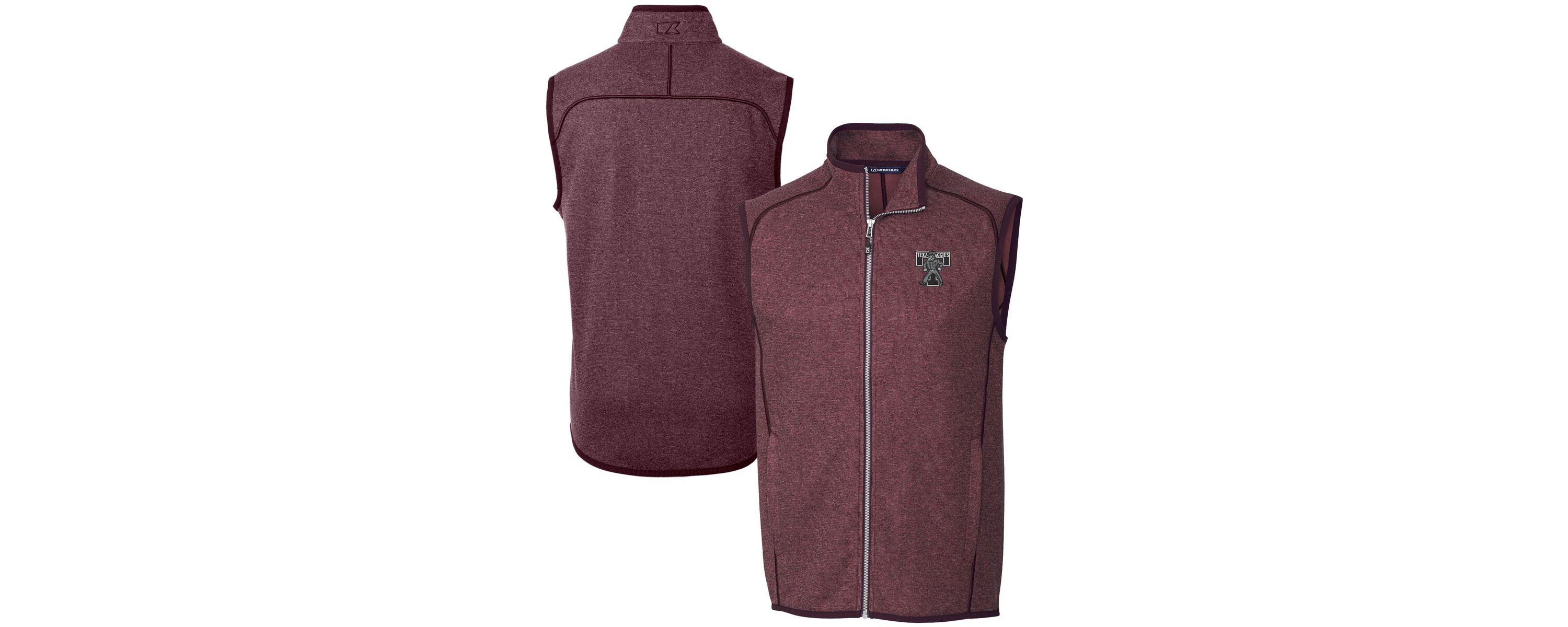 NCAA Heather Texas A&M Aggies Vault Mainsail Sweater Knit Fleece Full-Zip Vest