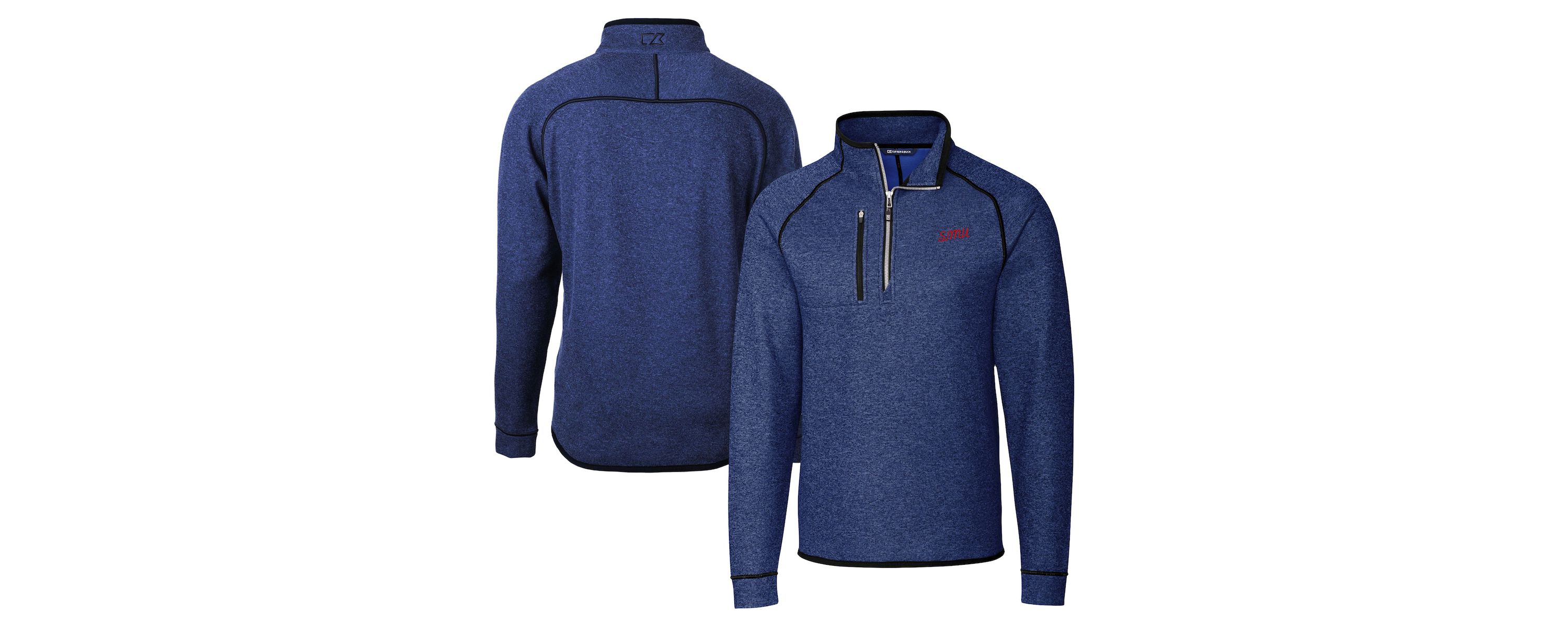 NCAA SMU Mustangs Vault Mainsail Sweater-Knit Raglan Half-Zip Jacket