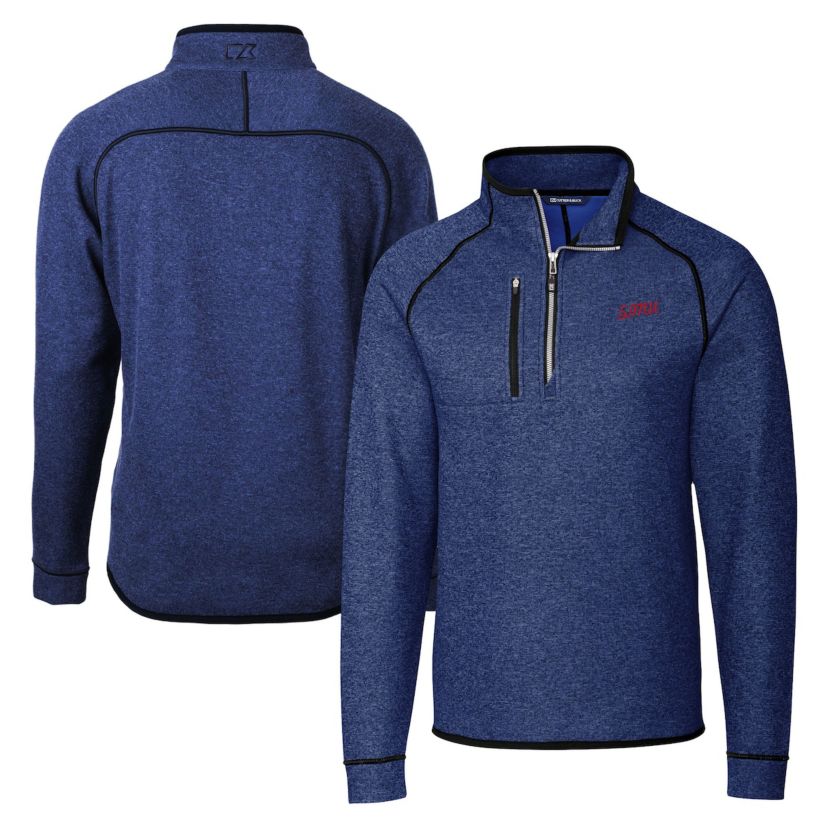 NCAA SMU Mustangs Vault Mainsail Sweater-Knit Raglan Half-Zip Jacket