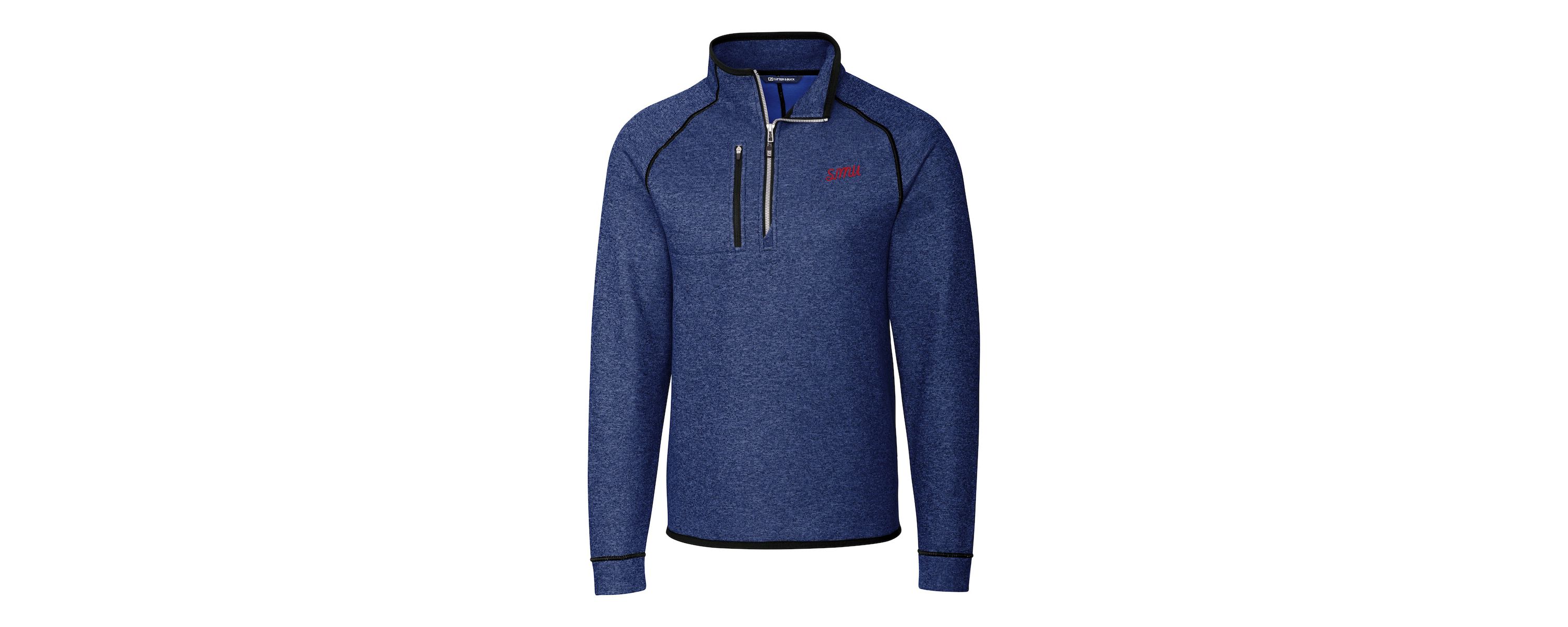 NCAA SMU Mustangs Vault Mainsail Sweater-Knit Raglan Half-Zip Jacket