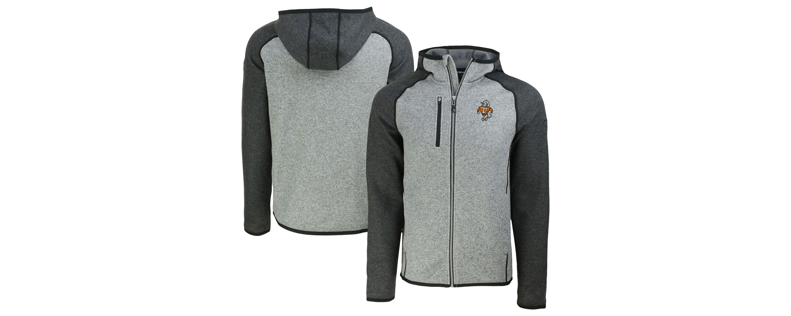 NCAA Heather Gray/Heather Tennessee Volunteers Vault Mainsail Full-Zip Raglan Hooded Jacket