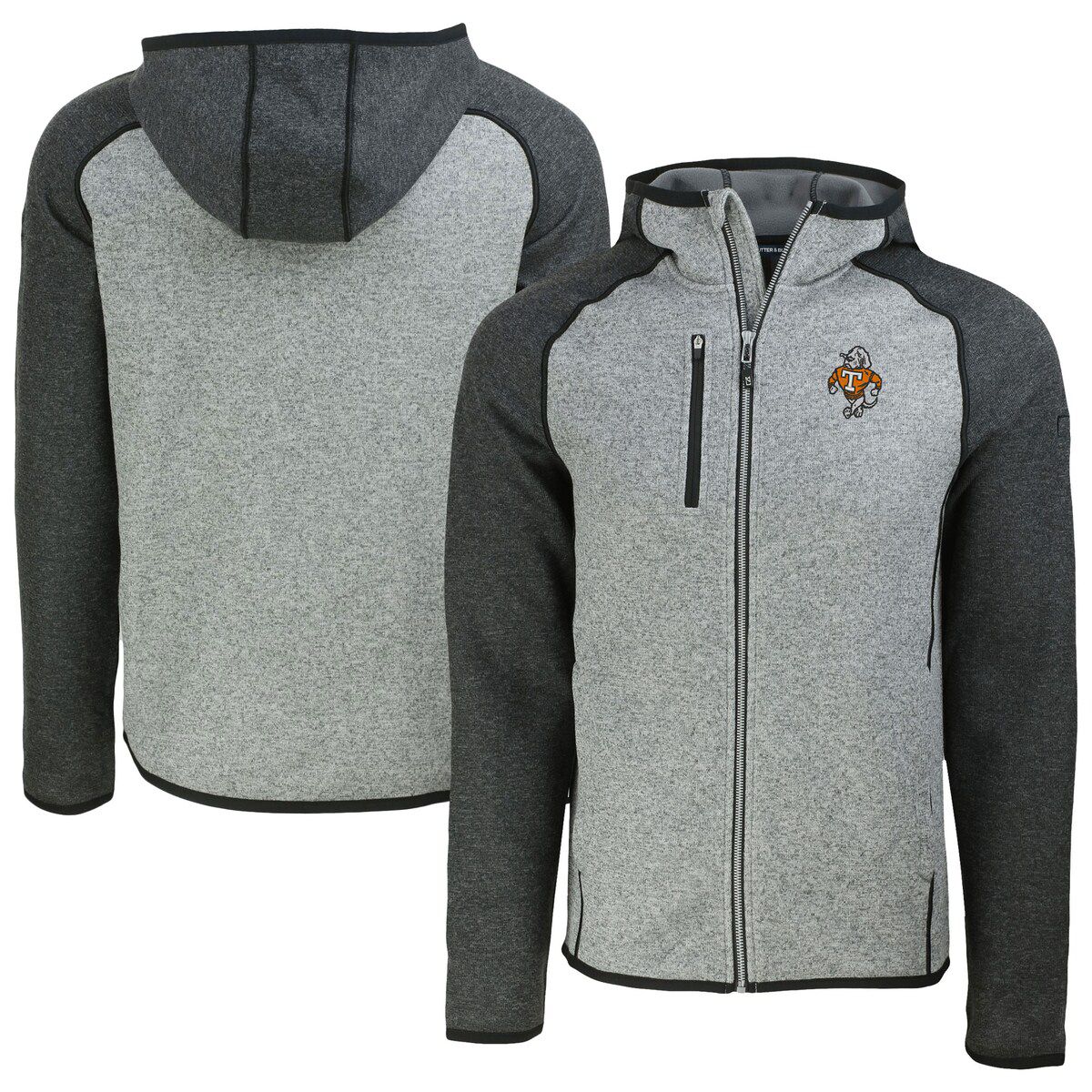 NCAA Heather Gray/Heather Tennessee Volunteers Vault Mainsail Full-Zip Raglan Hooded Jacket