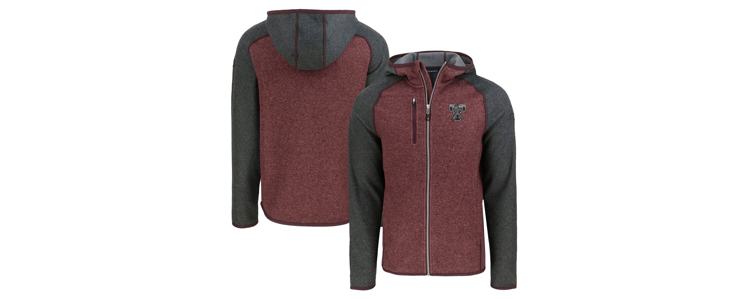 NCAA Heather Maroon/Heather Texas A&M Aggies Vault Mainsail Full-Zip Raglan Hooded Jacket