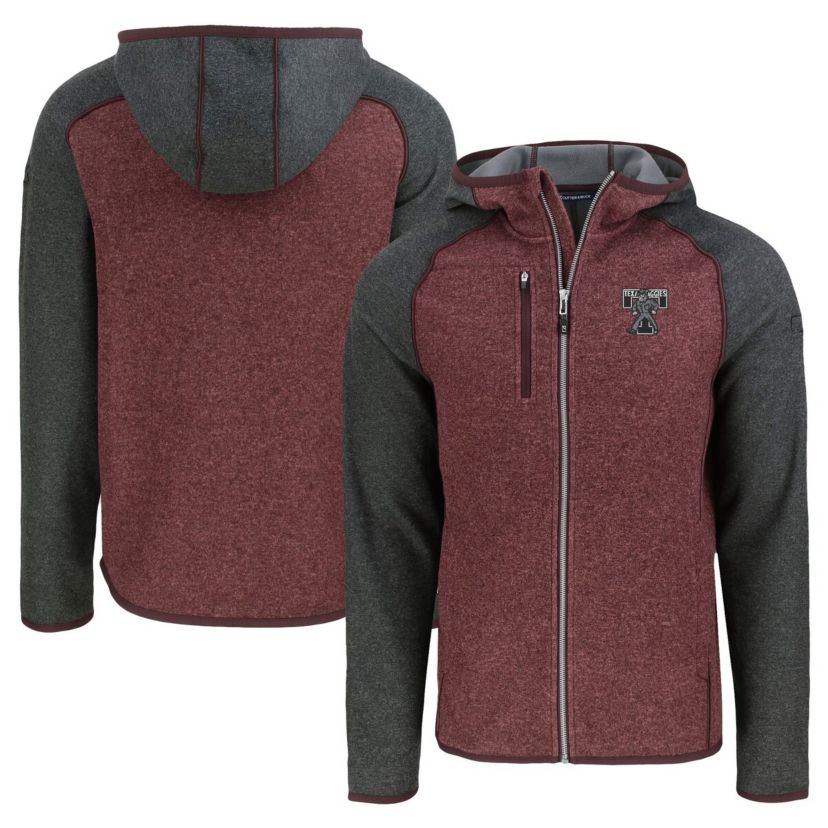 NCAA Heather Maroon/Heather Texas A&M Aggies Vault Mainsail Full-Zip Raglan Hooded Jacket