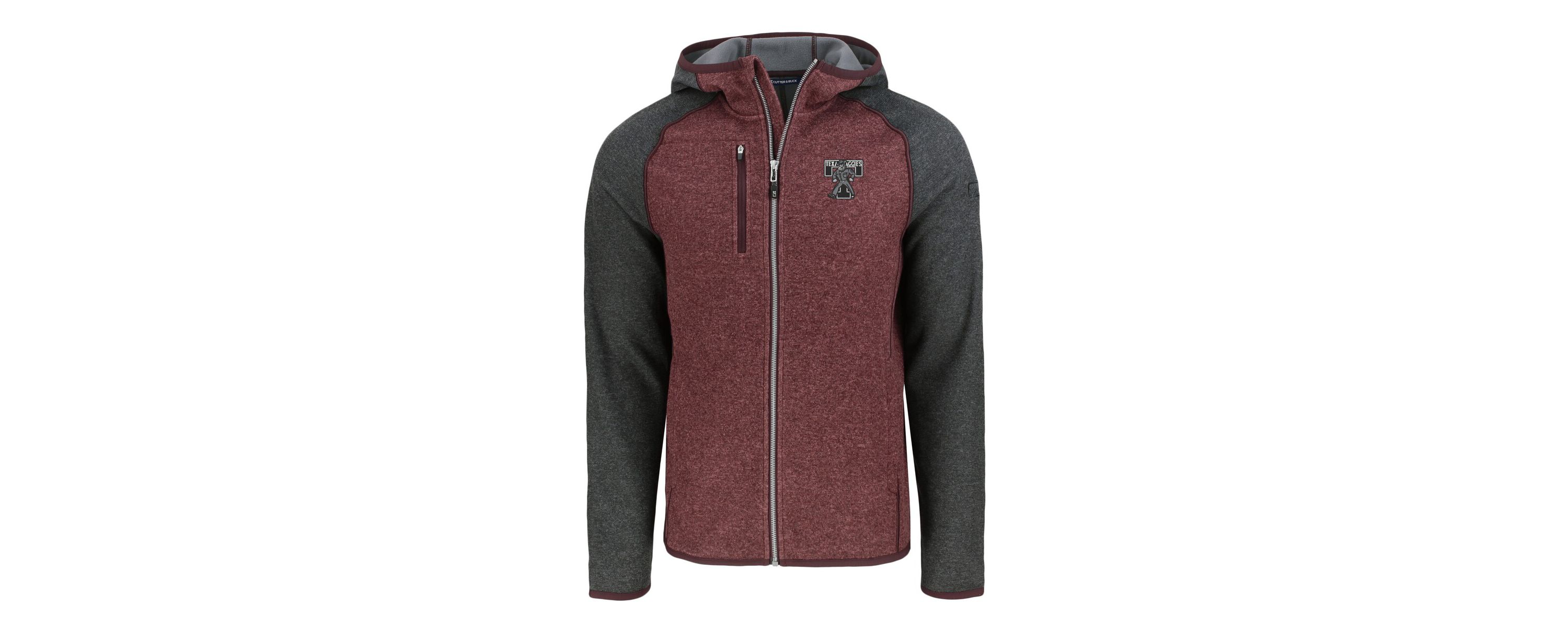 NCAA Heather Maroon/Heather Texas A&M Aggies Vault Mainsail Full-Zip Raglan Hooded Jacket