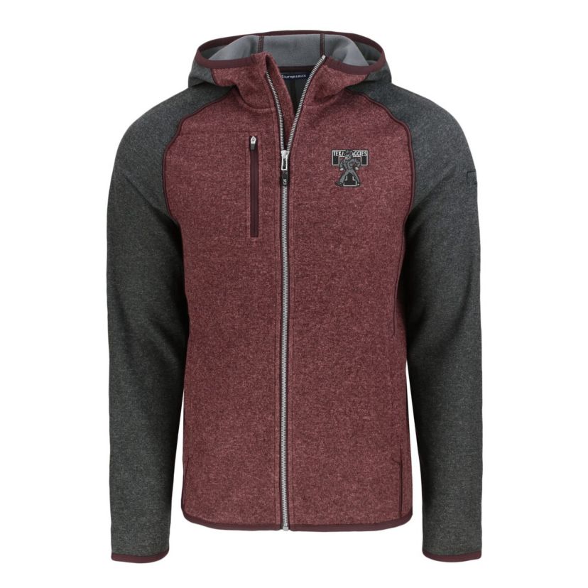 NCAA Heather Maroon/Heather Texas A&M Aggies Vault Mainsail Full-Zip Raglan Hooded Jacket