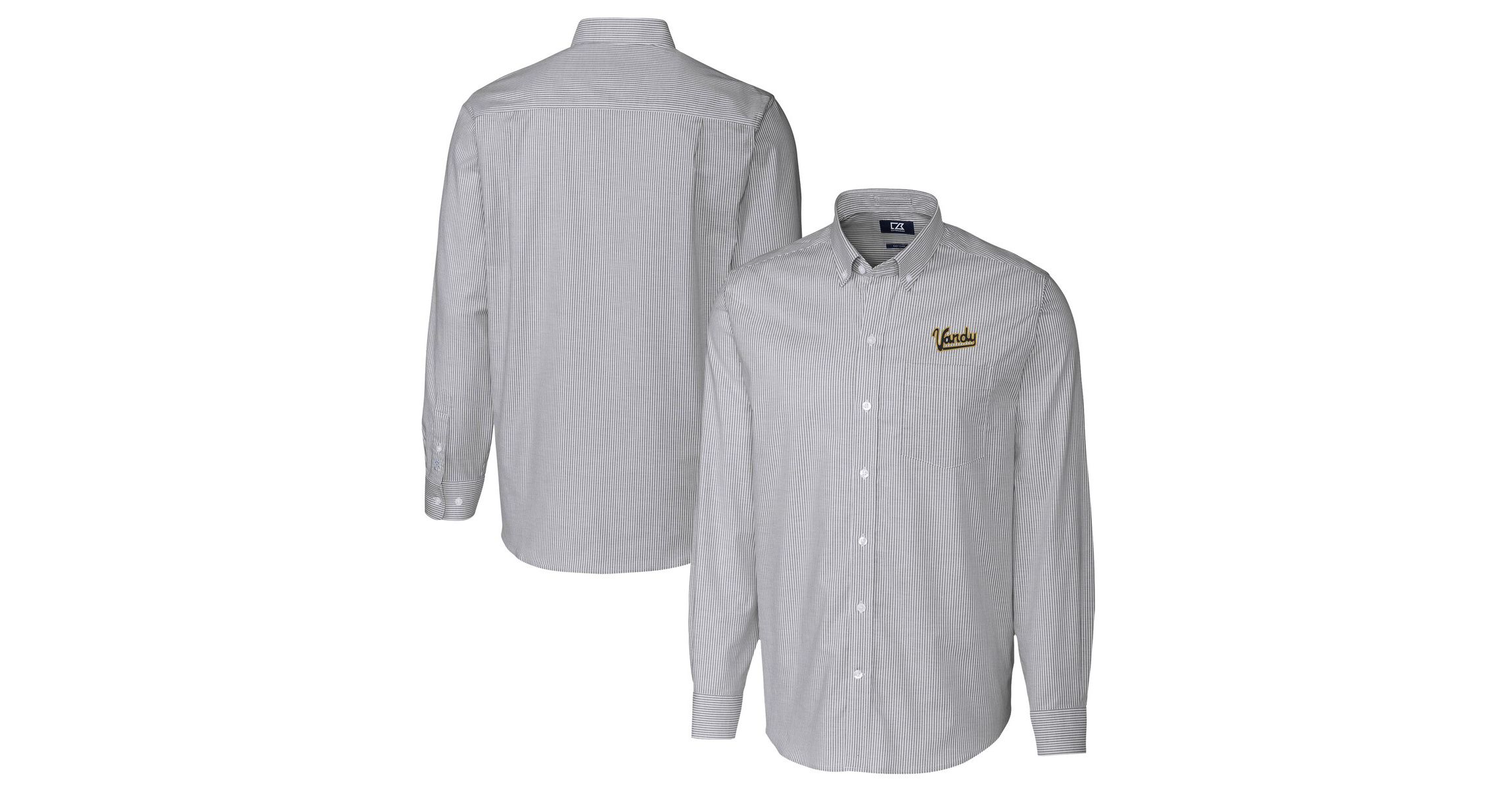 NCAA Vanderbilt Commodores Vault Striped Stretch Oxford Long Sleeve Dress Shirt