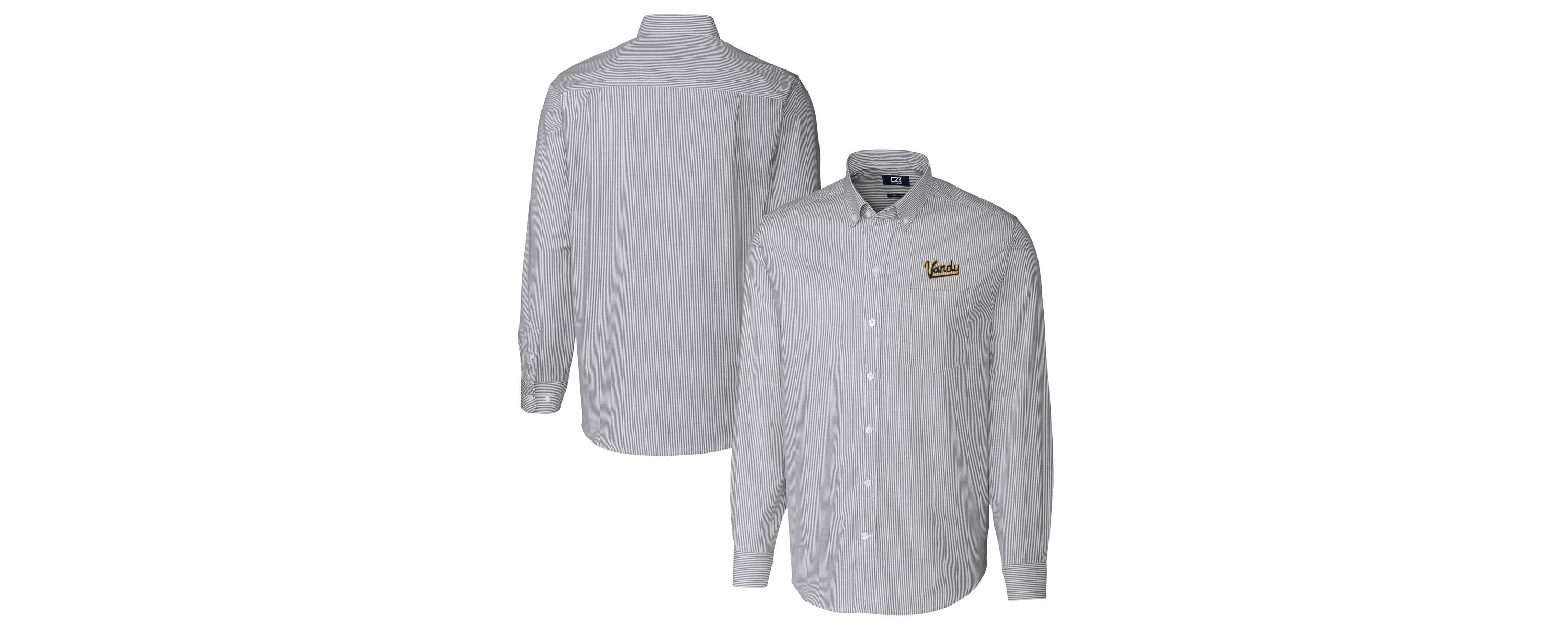NCAA Vanderbilt Commodores Vault Striped Stretch Oxford Long Sleeve Dress Shirt