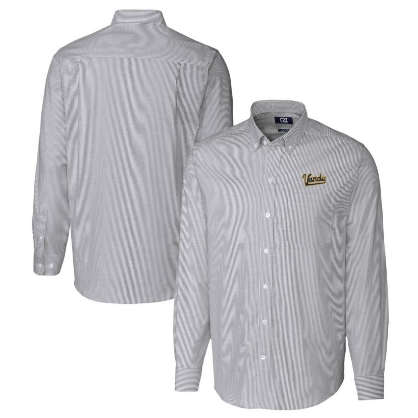 NCAA Vanderbilt Commodores Vault Striped Stretch Oxford Long Sleeve Dress Shirt