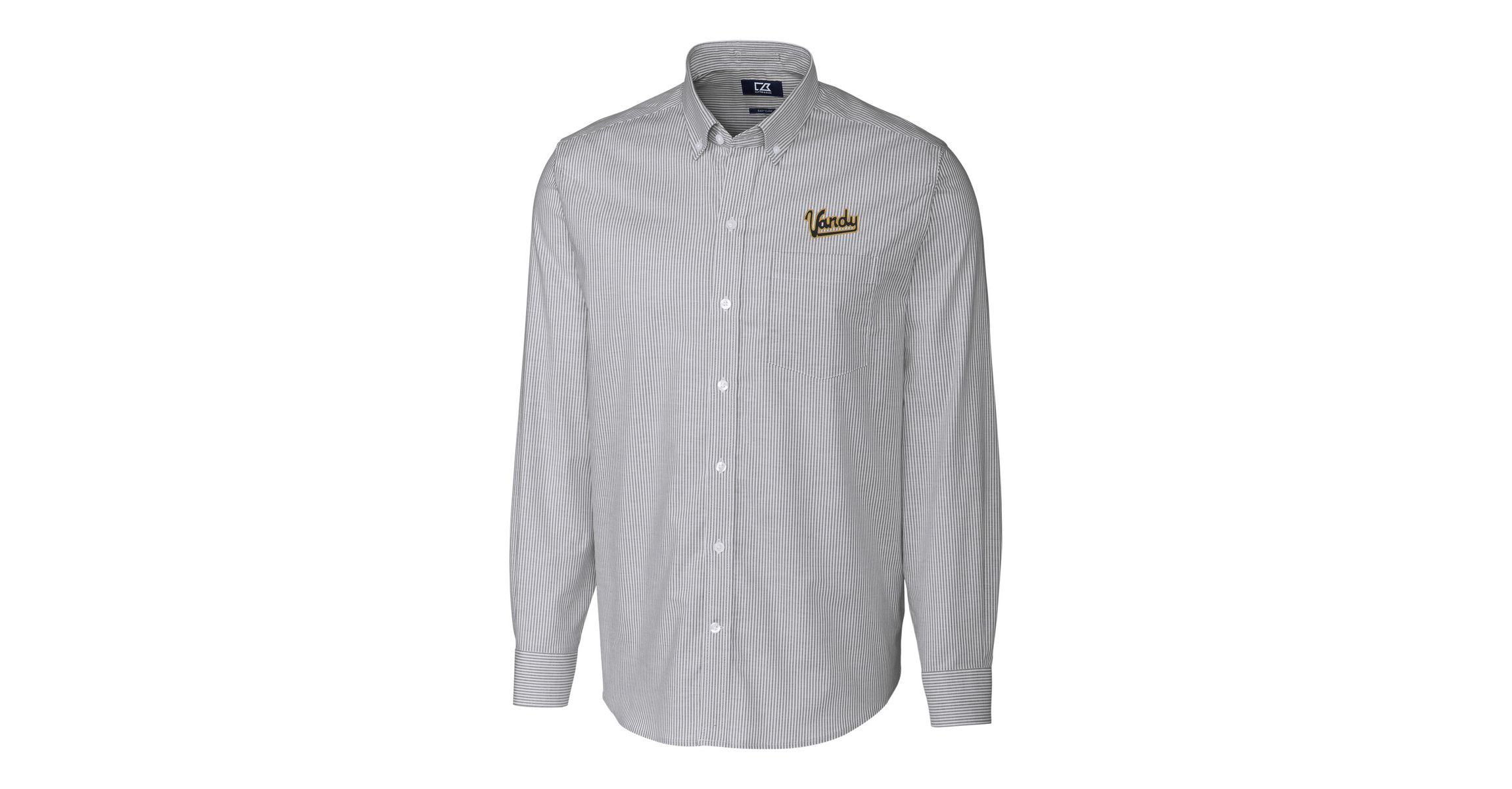 NCAA Vanderbilt Commodores Vault Striped Stretch Oxford Long Sleeve Dress Shirt