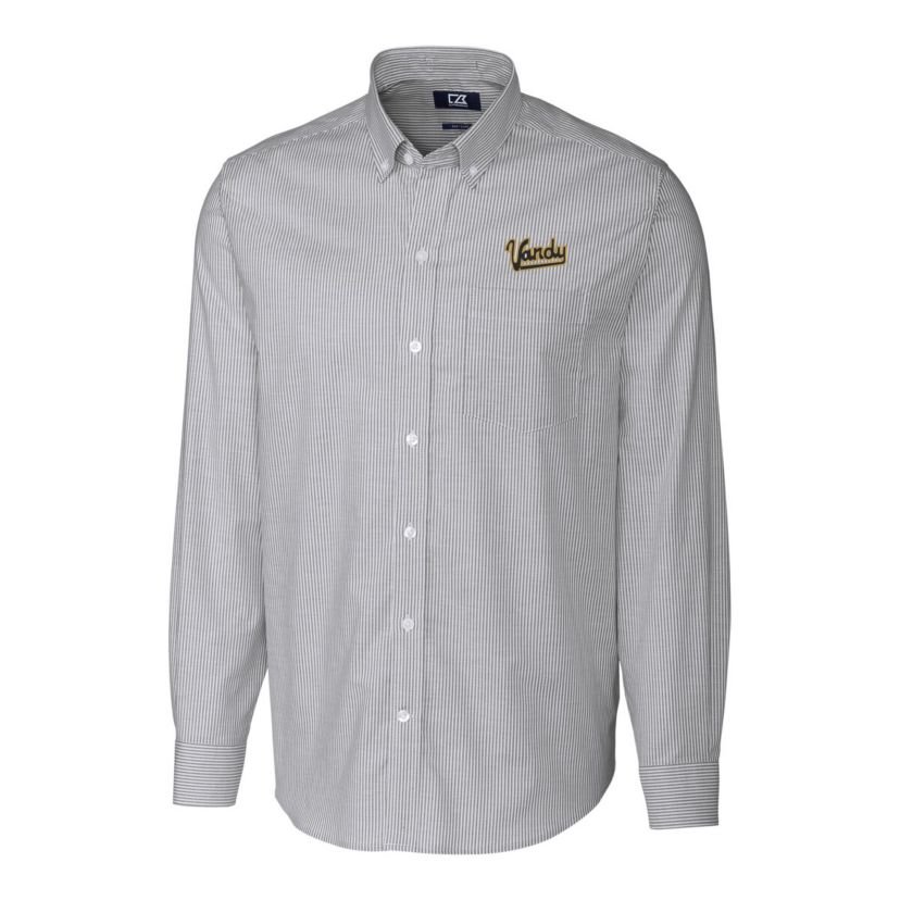 NCAA Vanderbilt Commodores Vault Striped Stretch Oxford Long Sleeve Dress Shirt