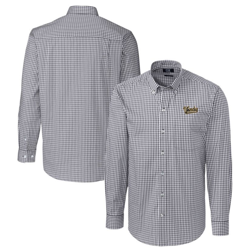 NCAA Vanderbilt Commodores Vault Easy Care Stretch Gingham Long Sleeve Dress Shirt