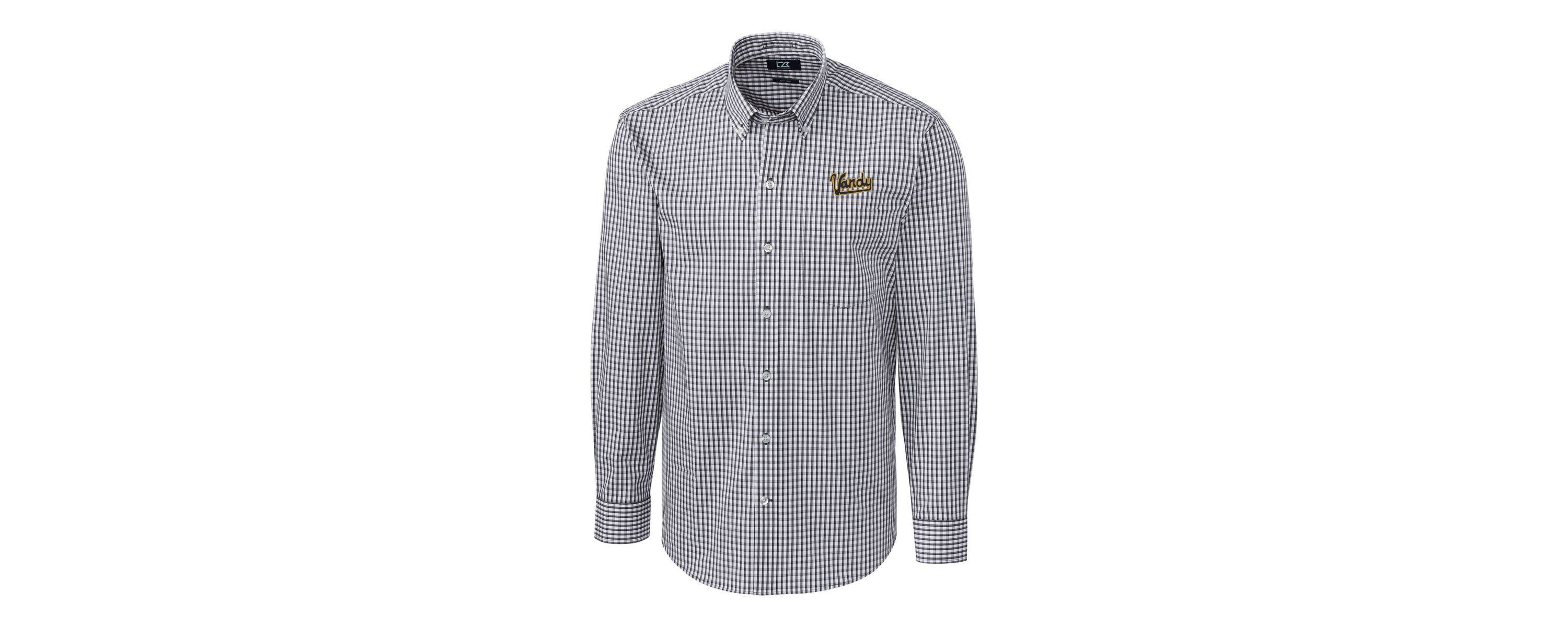 NCAA Vanderbilt Commodores Vault Easy Care Stretch Gingham Long Sleeve Dress Shirt