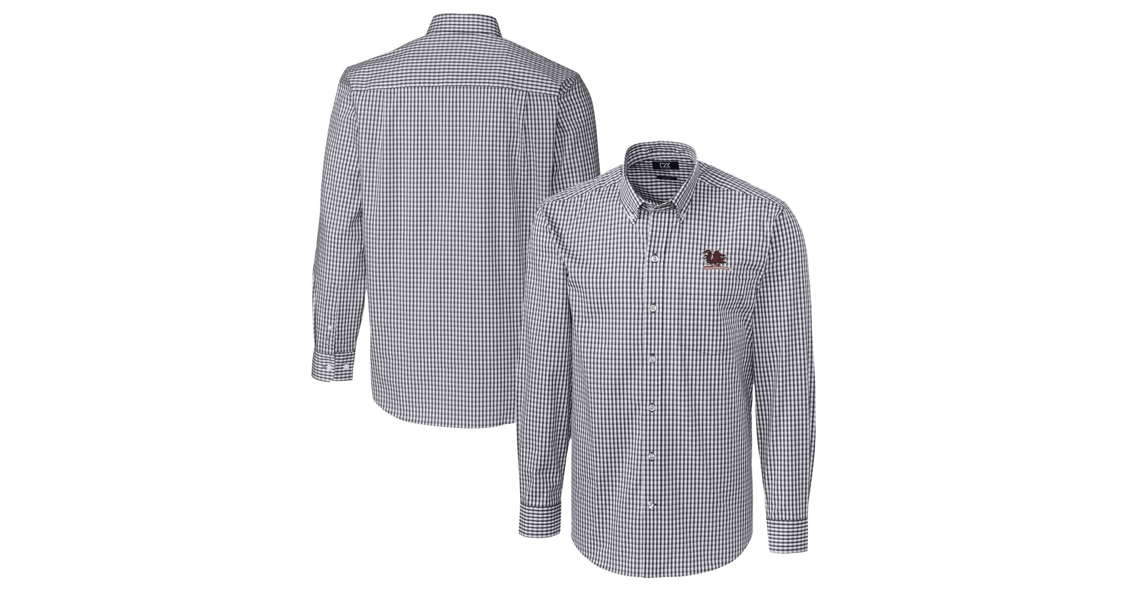 NCAA South Carolina Gamecocks Vault Easy Care Stretch Gingham Long Sleeve Dress Shirt