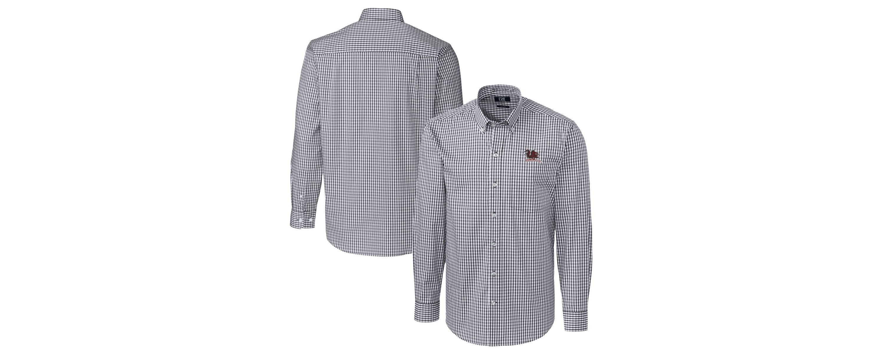NCAA South Carolina Gamecocks Vault Easy Care Stretch Gingham Long Sleeve Dress Shirt