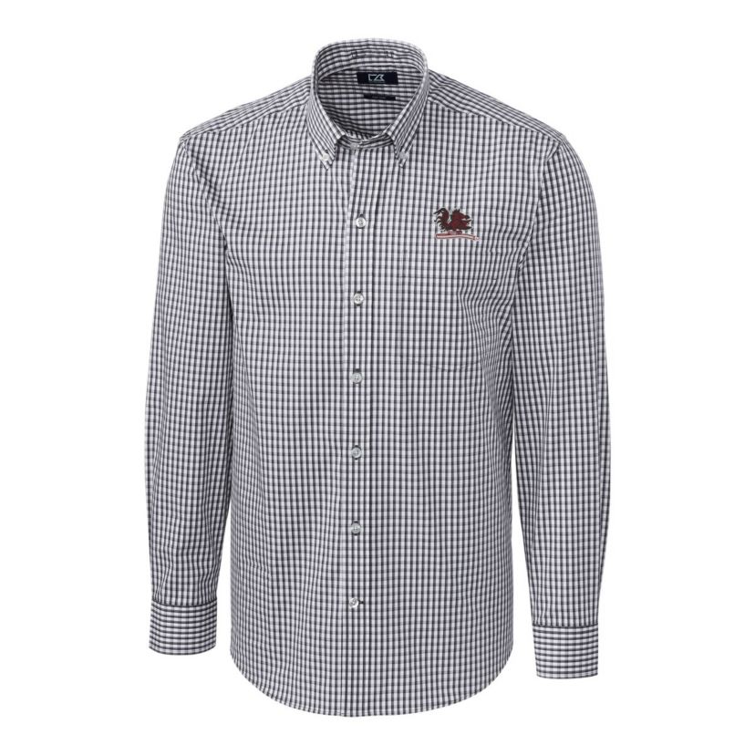 NCAA South Carolina Gamecocks Vault Easy Care Stretch Gingham Long Sleeve Dress Shirt