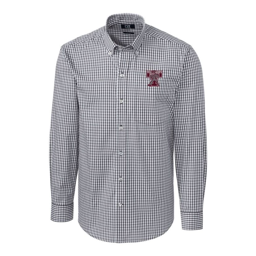NCAA Texas A&M Aggies Vault Easy Care Stretch Gingham Long Sleeve Dress Shirt