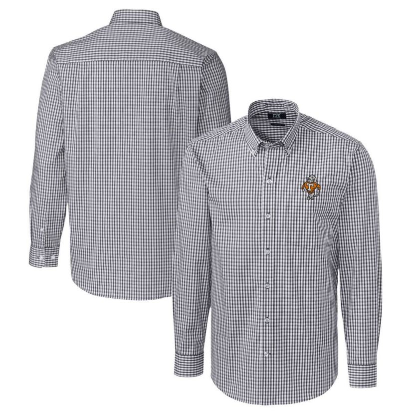 NCAA Tennessee Volunteers Vault Easy Care Stretch Gingham Long Sleeve Dress Shirt