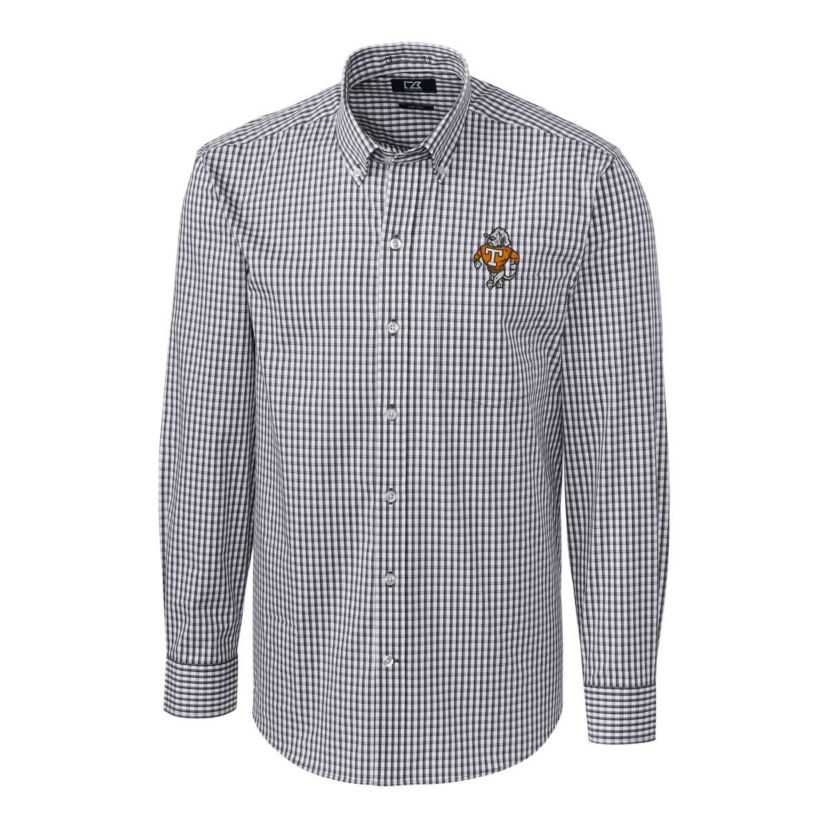 NCAA Tennessee Volunteers Vault Easy Care Stretch Gingham Long Sleeve Dress Shirt