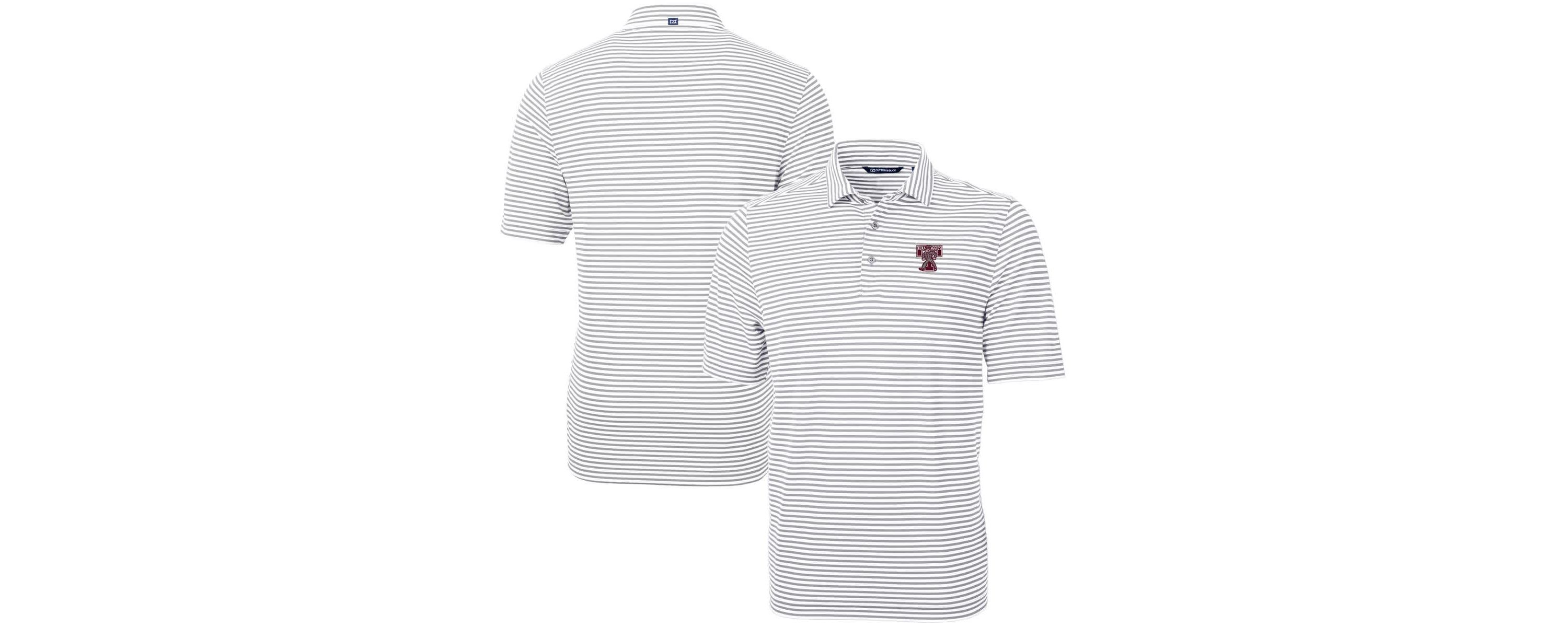NCAA Texas A&M Aggies Vault DryTec Virtue Eco Pique Stripe Recycled Polo