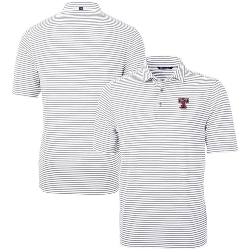 NCAA Texas A&M Aggies Vault DryTec Virtue Eco Pique Stripe Recycled Polo