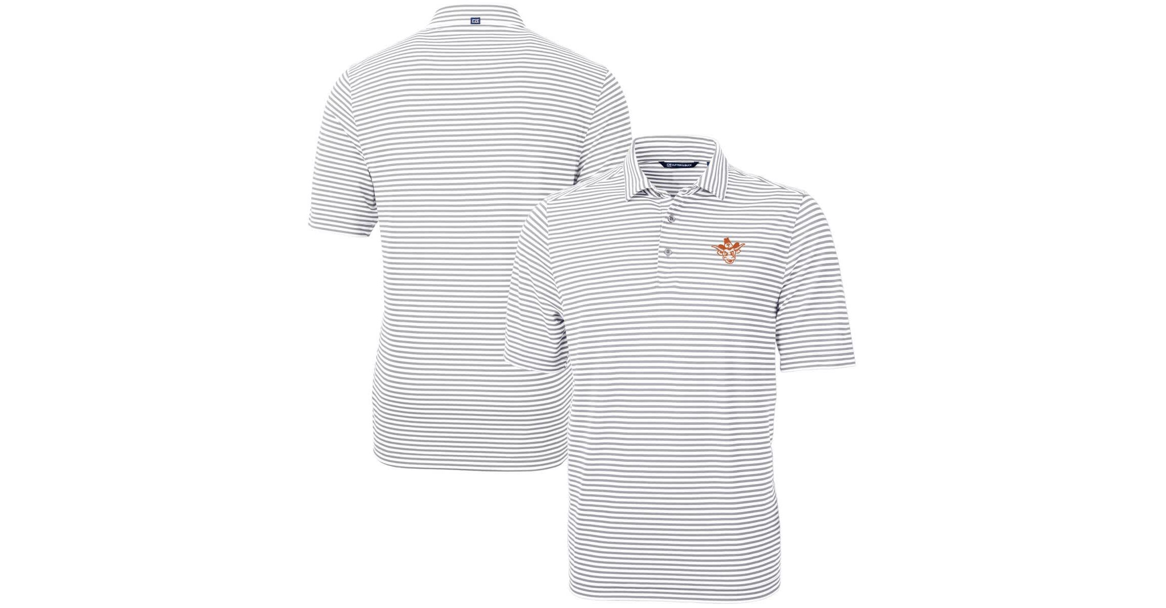 NCAA Texas Longhorns Vault DryTec Virtue Eco Pique Stripe Recycled Polo