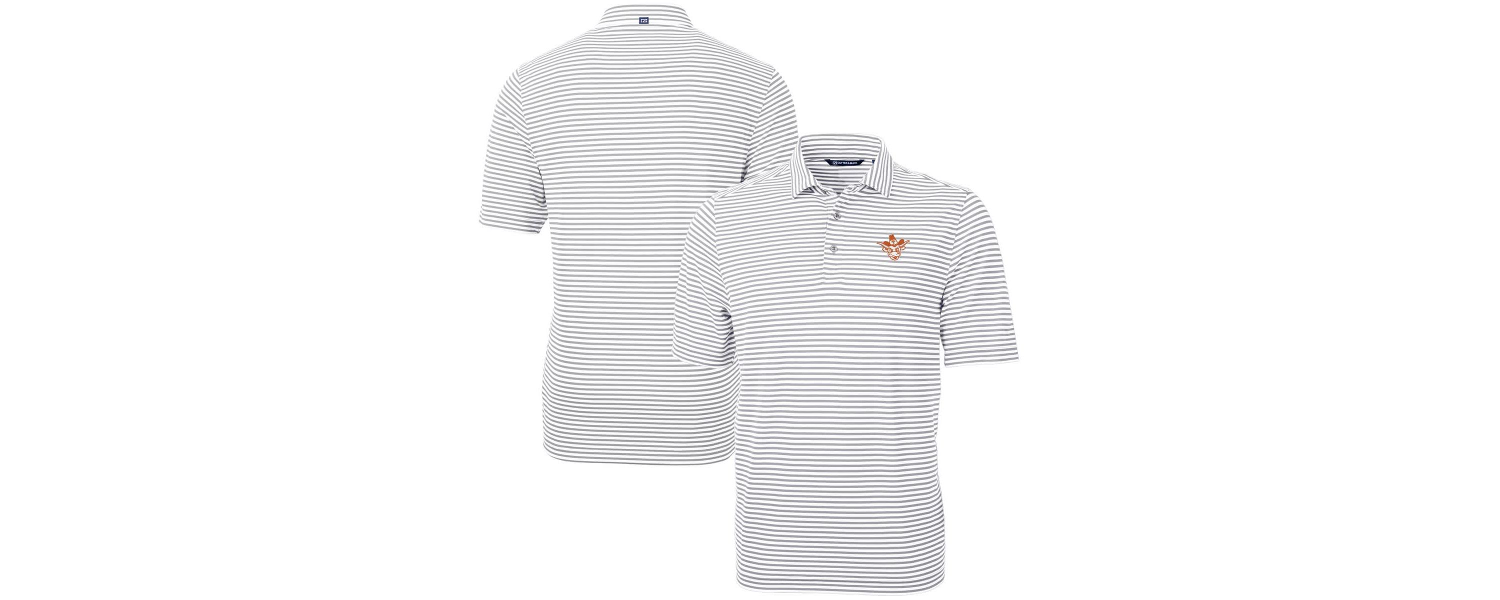 NCAA Texas Longhorns Vault DryTec Virtue Eco Pique Stripe Recycled Polo