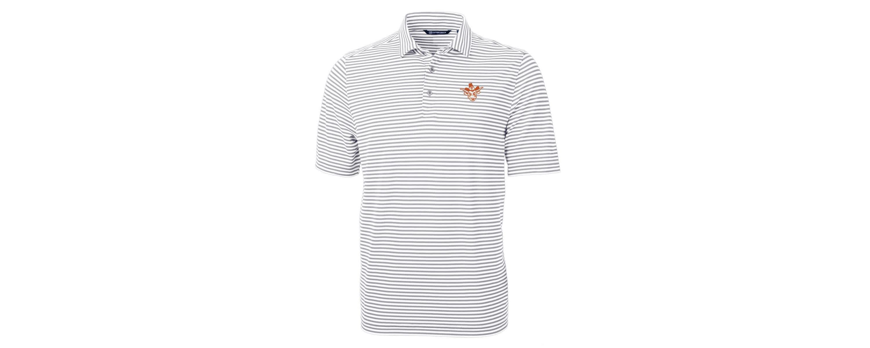 NCAA Texas Longhorns Vault DryTec Virtue Eco Pique Stripe Recycled Polo