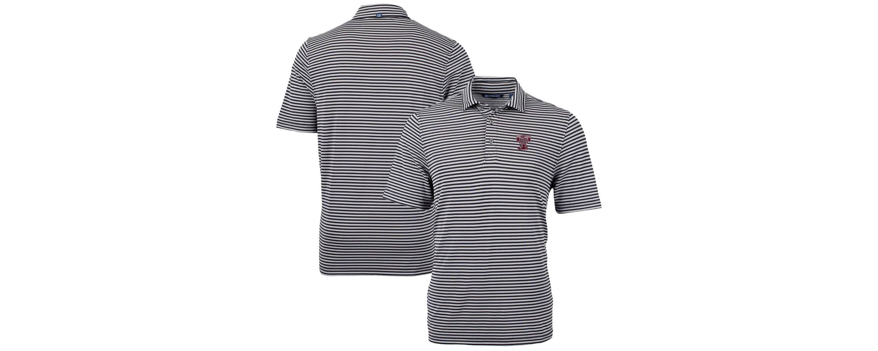 NCAA Texas A&M Aggies Vault DryTec Virtue Eco Pique Stripe Recycled Polo