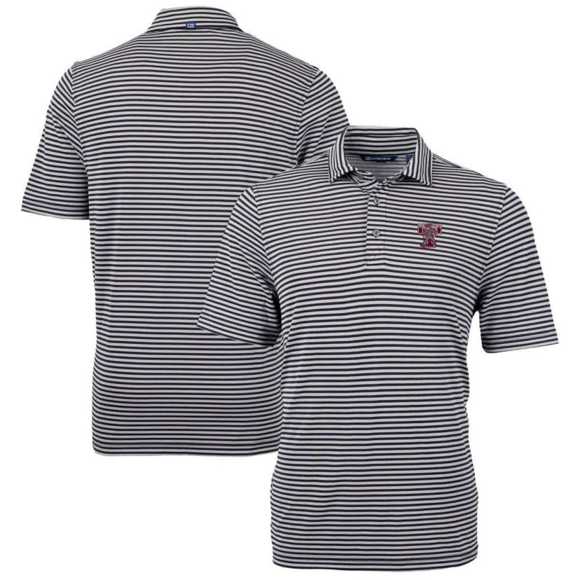 NCAA Texas A&M Aggies Vault DryTec Virtue Eco Pique Stripe Recycled Polo