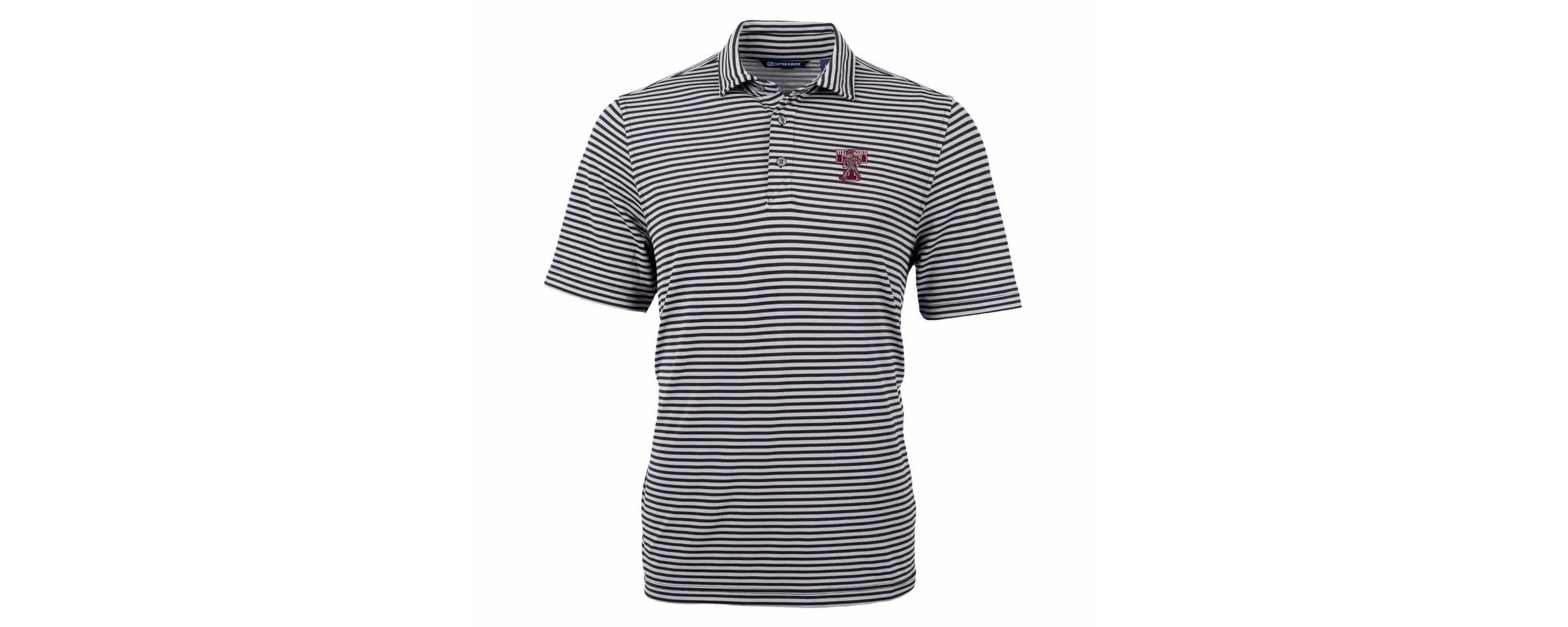 NCAA Texas A&M Aggies Vault DryTec Virtue Eco Pique Stripe Recycled Polo