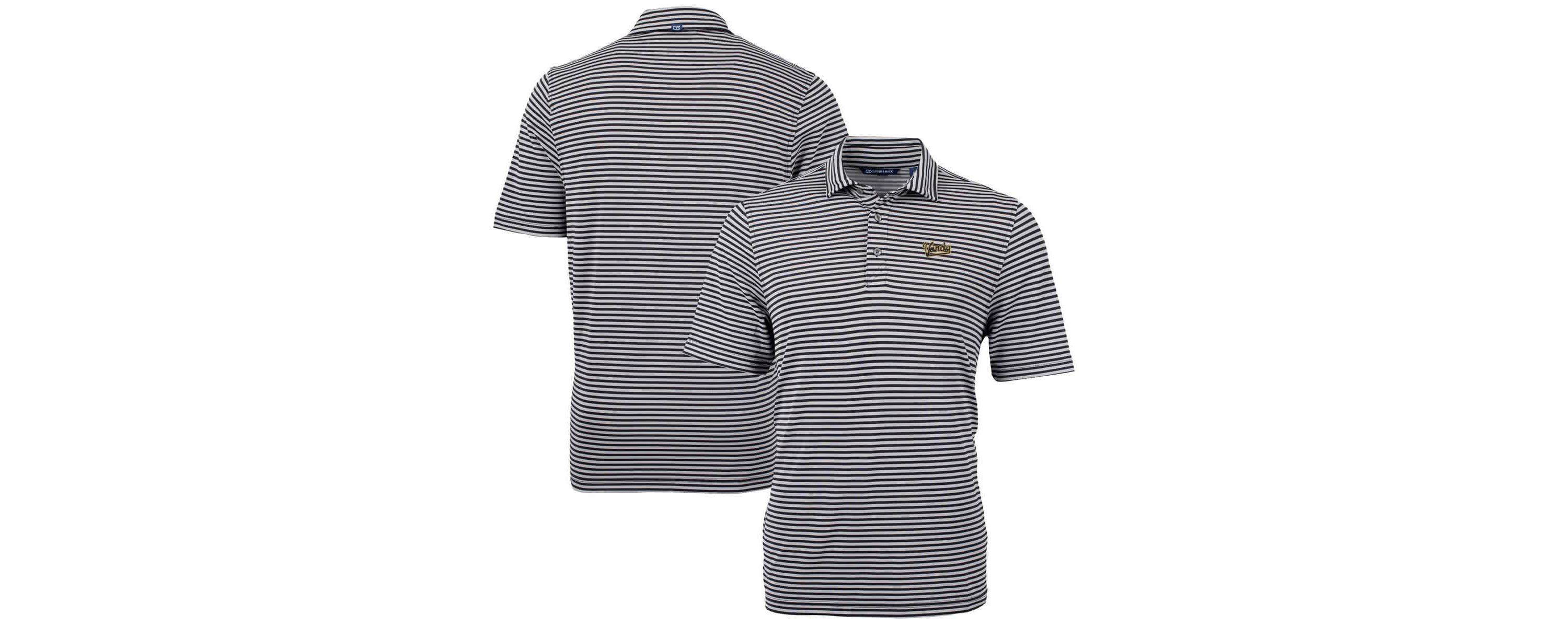 NCAA Vanderbilt Commodores Vault DryTec Virtue Eco Pique Stripe Recycled Polo
