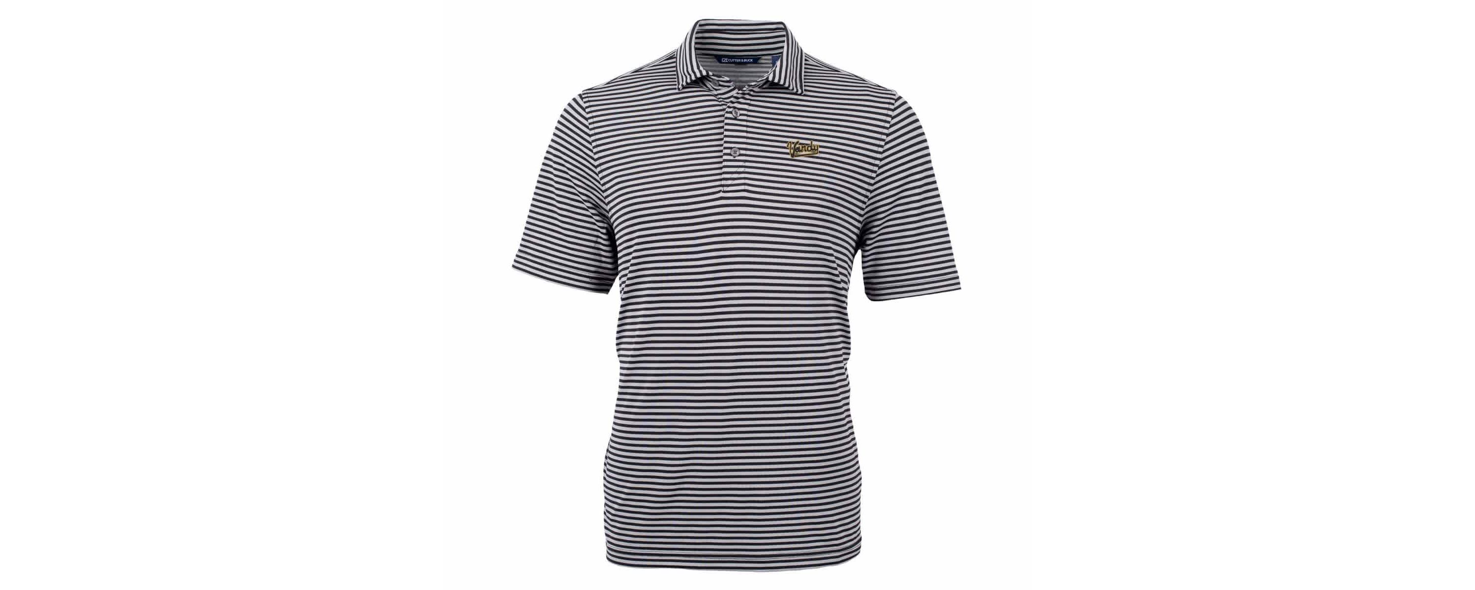 NCAA Vanderbilt Commodores Vault DryTec Virtue Eco Pique Stripe Recycled Polo