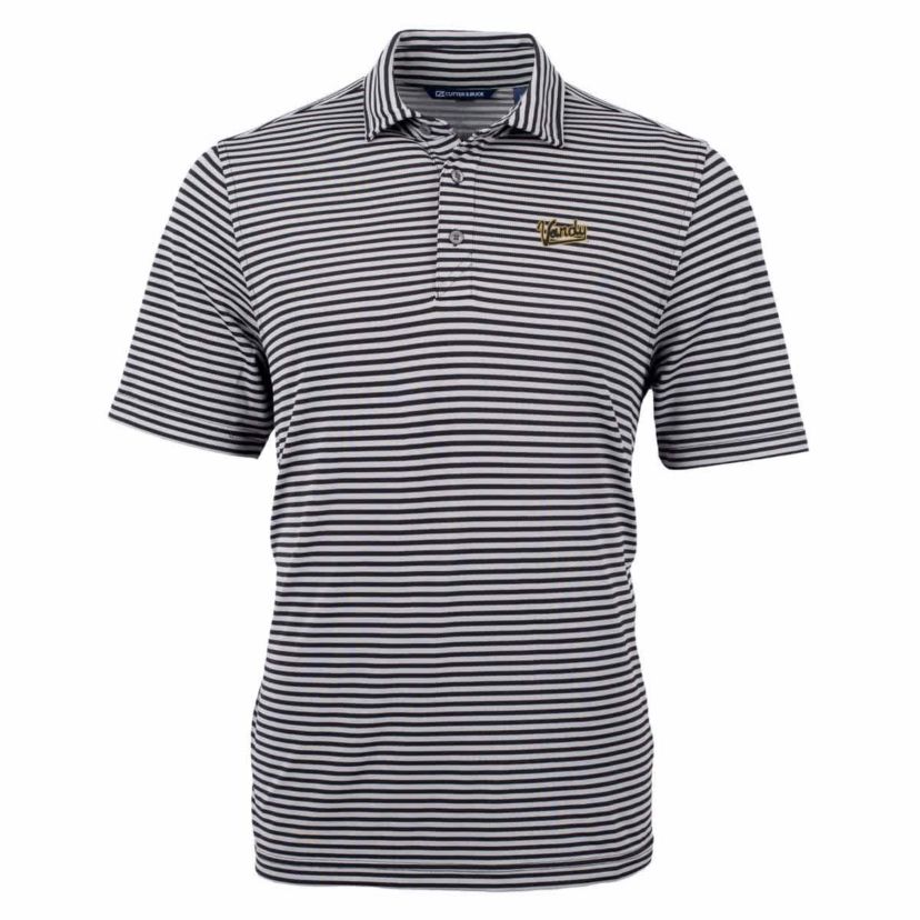 NCAA Vanderbilt Commodores Vault DryTec Virtue Eco Pique Stripe Recycled Polo