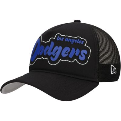 New Era Men's MLB Los Angeles Dodgers Retro Bold A-Frame Trucker 9FORTY Adjustable Hat, Black